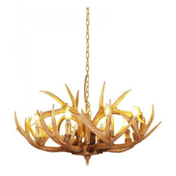 Iron Chain 8 Lights Rustic Resin Antler Chandelier - Chandeliers