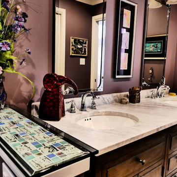 Spring Birch Tree Garden Glass Tile Accents in Bathroom