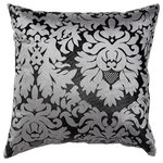 Cortesi Home - Dama Silver Accent Pillow - The Dama Silver pillow is traditional with a contemporary twist. Pillow cover is washable and features a hidden zipper. The black & silver velveteen fabric is smooth and the pillow fill is overstuffed for added comfort and durability.