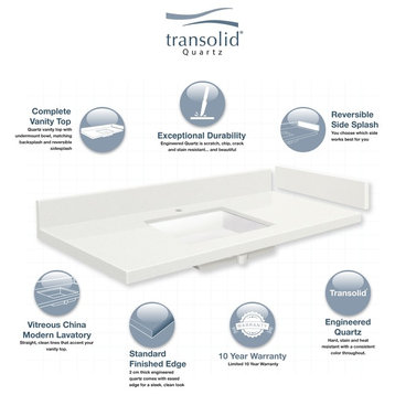 Transolid 31 in. Quartz Vanity Top in Tempest with Single Hole
