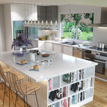 Fresh White Grey Contemporary Kitchen