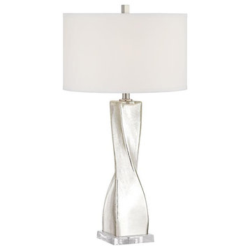 Pacific Coast Lighting Orin Twist Crackle Glass Table Lamp in Silver Mercure