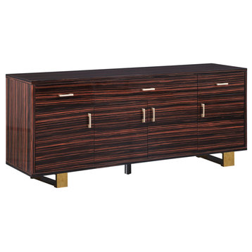 Excel Stainless Steel and Wood Sideboard/Buffet, Brown, Gold Base