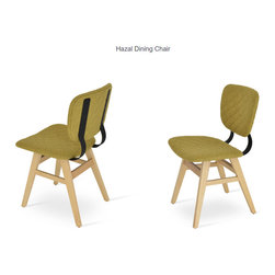 HAZAL NATURAL WOOD CHAIR - AMBER CAMIRA WOOL - Dining Chairs