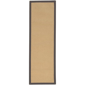 Riverbay Furniture 2'6" x 8' Transitional Wool Runner Rug in Sisal and Slate