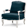 Antoinette Classic Antiqued Fabric French Accent Chair, Azure