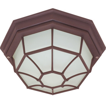 1-Light Flush Mounted Outdoor Light Fixture In Old Bronze Finish