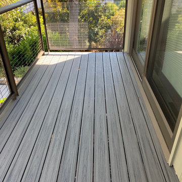 Contemporary Trex Deck with Custom Metal and Wire Railing