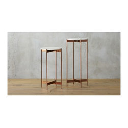 marble-rose gold pedestal tables | CB2 - Plants