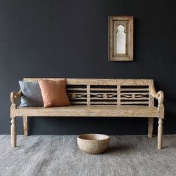 Nomad Java - Recycled Carved Teak Bench - Indoor Benches
