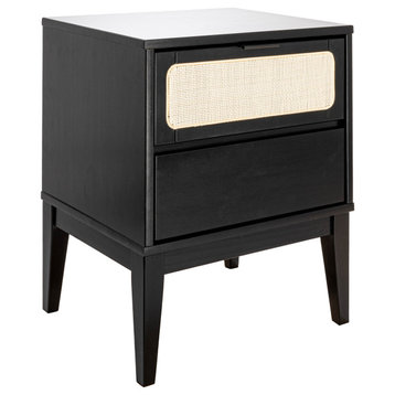 Crawford Nightstand With 2 Storage Drawers and Natural Woven Cane Detail