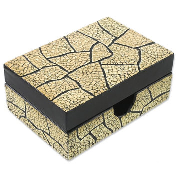 Handmade Crackled Gold Eggshell mosaic box - Thailand