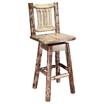 Glacier Country Collection Barstool With Back and Swivel