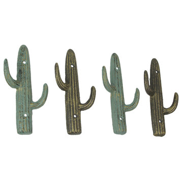 Verdigris Bronze Cast Iron Cactus Wall Hook Key Towel Coat Hanger Decor Set of