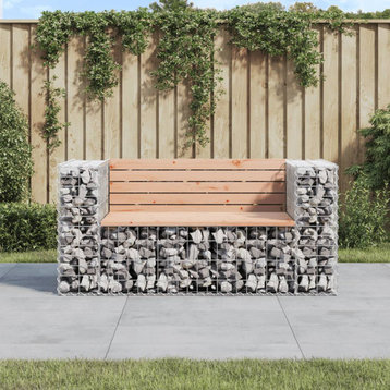 vidaXL Patio Bench Outdoor Park Bench Seating Gabion Design Solid Wood Douglas