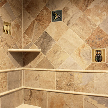 Log Cabin First Floor Bathroom with Tiled Shower ~ Hinckley, OH