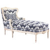 Bayonne French Country Blue White Zig Zag Upholstered Chaise Lounge