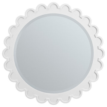 Adelese Scalloped Round 28" Mirror, Bright White