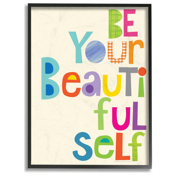 Stupell Industries Be Your Beautiful Self Patchwork, 24"x30", Black Framed