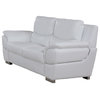 Two Piece Indoor White Genuine Leather Five Person Seating Set