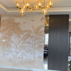 Jhurmut Tropical Theme Designer Wallpaper Sepia Color - Wallpaper