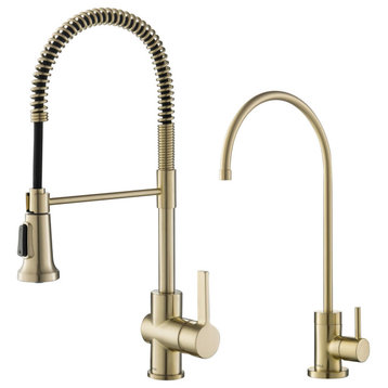 Kraus KPF-1690-FF-100 Britt 1.8 GPM 1 Hole Faucet and Water - Brushed Gold