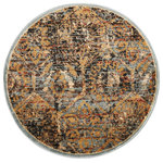 Nourison - Delano Persian Area Rug, Blue, 3'4" Round - A sophisticated overall design of softly figured decorative medallions. In delicately modulated tones of blue and golden beige, a subtly distinctive area rug to impart a feeling of understated elegance to any decor environment. Expertly power-loomed from top quality polypropylene yarns for luxuriously supple texture and years of lasting beauty.