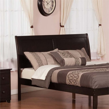 Leo & Lacey Wood Queen Sleigh Headboard with USB Charging Station in Espresso