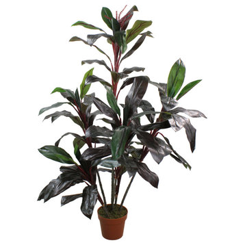 59.75" Decorative Potted Artificial Brown Red and Green Dracaena Plant