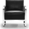Modern Black Leather Lounge Chair with Chromed Frame Mezzo