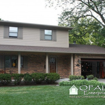 Hardie Khaki Brown Siding & Timber Bark Trim, Matching Gutters in St Charles