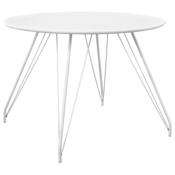 Country Farm House Dining Table, Wood Metal Steel, White