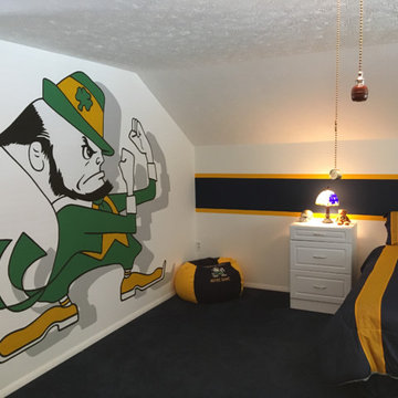 Notre Dame Fighting Irish Themed Murals, painted in a bedroom loft by Tom Taylor