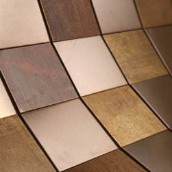 Matte Wood Look Bronze Metallic Square Glass Mosaic Tiles - Home Accessories & Decor