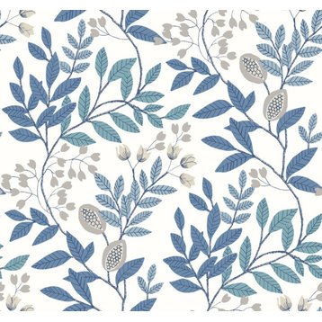MN1842 Eden Retreat White / Blue Wallpaper by York Wallcoverings