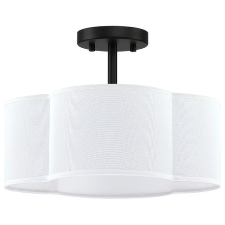 4-Light Scallop Semi Flush Mount Ceiling Light, Black