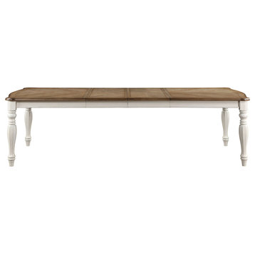 ACME Florian Dining Table With 2 Leaves, Oak & Antique White