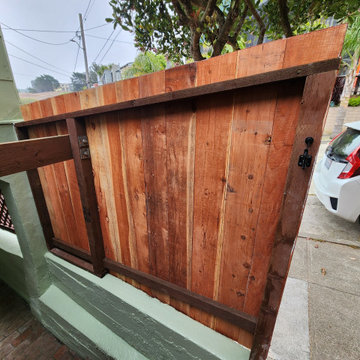Redwood fence installation