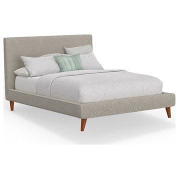 Alpine Furniture Britney Standard King Upholstered Platform Bed in Light Gray