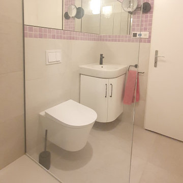 Duschbad | Mini mit begehbarer Dusche und Einbauspiegelschrank