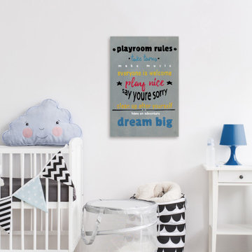 "Gray Playroom Rules" Painting Print on Wrapped Canvas