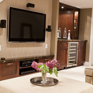 Classic basement in Toronto with white floors.
