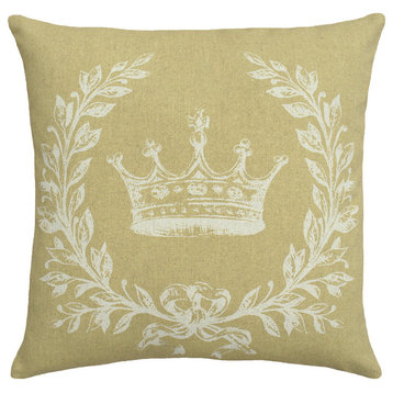 Crown Printed Linen Pillow With Feather-Down Insert