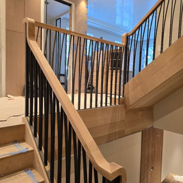 Modern Wood Staircase with Black Metal Balusters – Brooklyn, NY