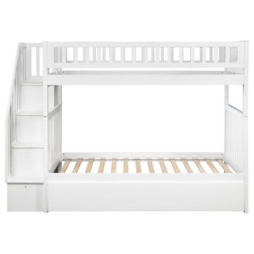 Woodland Staircase Bunk Bed Twin Over Twin, Twin Size Urban Trundle Bed, White