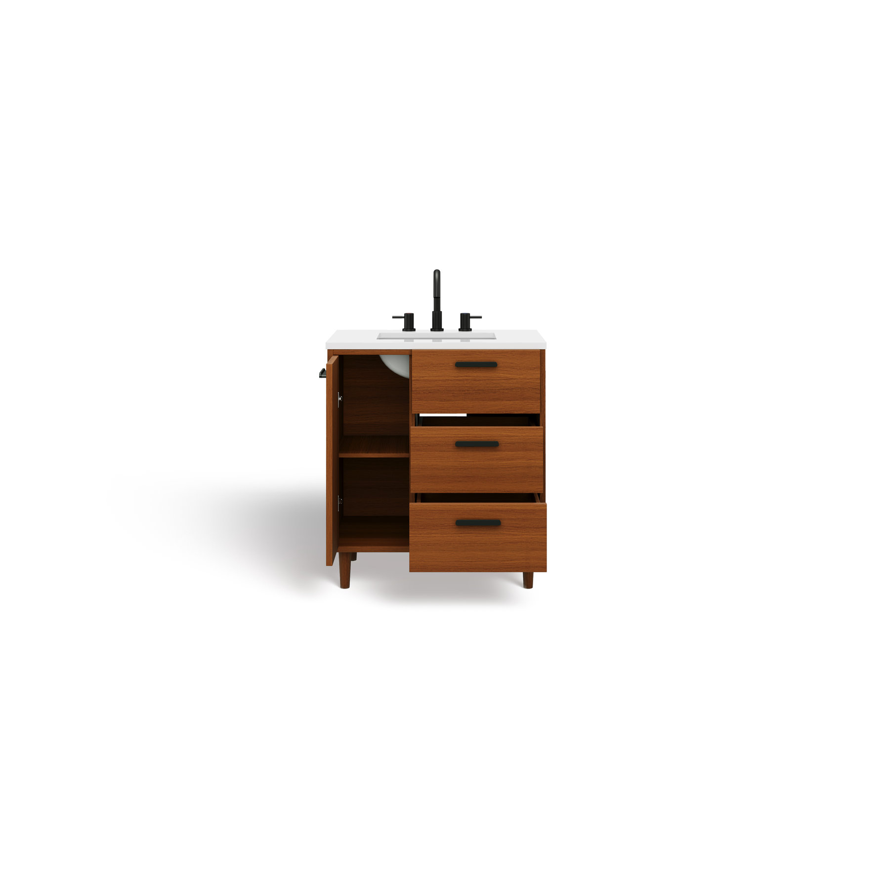 The Bailey Bathroom Vanity, Teak, 30", Single Sink, Freestanding