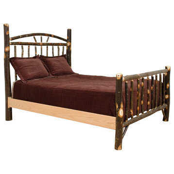 Hickory Log Wagon Wheel Bed, Hickory & Oak, Twin