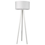 Trend Lighting - Tourer 1-Light White Floor Lamp - Tourer delivers modern, monochromatic style.  This no-frills floor lamp features a simplistic tripod design.  Available in black or white.