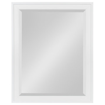 Bosc Framed Decorative Rectangle Wall Mirror, White, 21.5"x27.5"