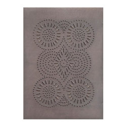 USA Handcrafted - Four Handcrafted Punched Tin Cabinet Panels Sturbridge Geometric, Blackened Tin - Kitchen Cabinetry